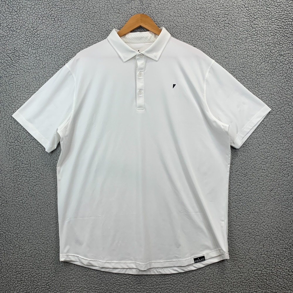 Primo Polo Shirt Mens 2XL XXL White Golf Performance Stretch Lightweight Athlete